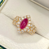 Art Deco Ruby Statement Ring Front View