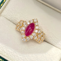 Art Deco Ruby Statement Ring Front View