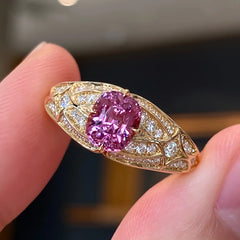 Vietnamese Pink Spinel Ring Front View