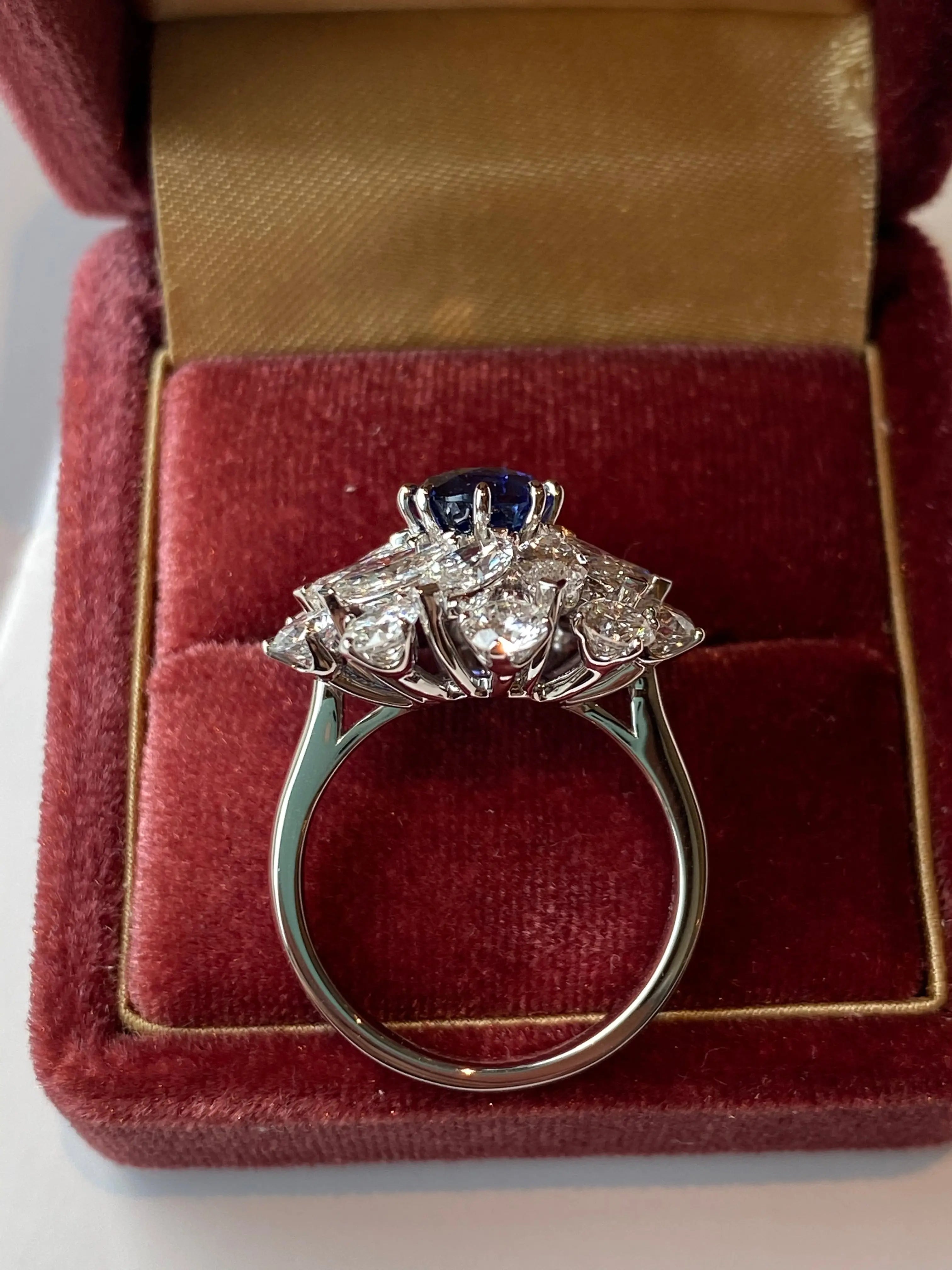 2.59ct Royal Blue Sapphire Ring | 4ct Lab Diamonds | Gembear