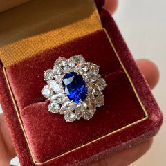 Vintage Royal Blue Sapphire Ring Front View